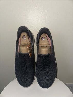 Skechers Black Knit Slip-On Sneakers with White Sole
